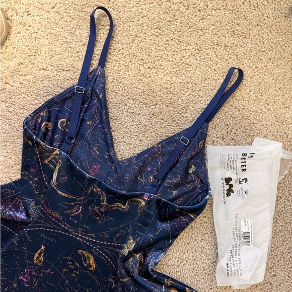 BLACKMILK BLUE GOLD NWT SIZE M PLANISPHERE MINI VELVET STRAPPY DRESS - Picture 3 of 6